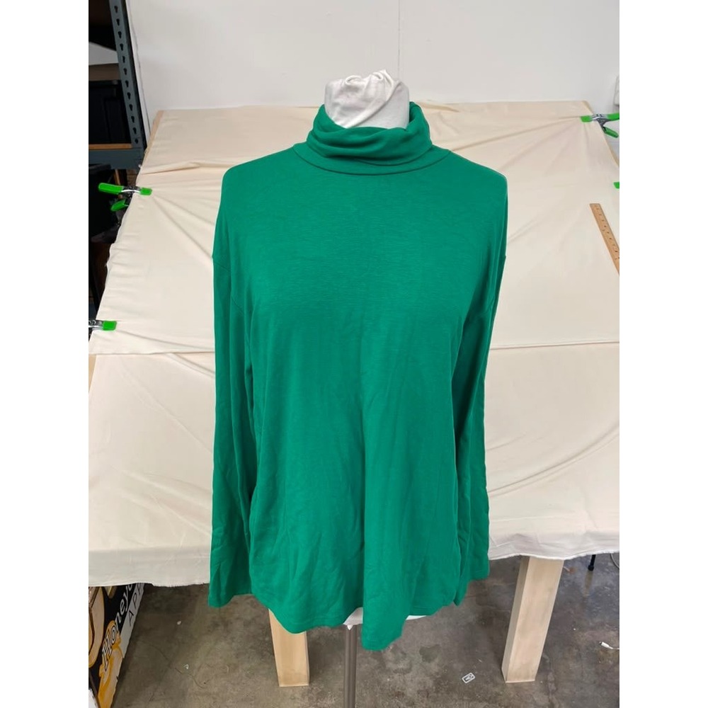 Emerald Green Turtleneck Long Sleeve Stretch Jersey Top‎ XL